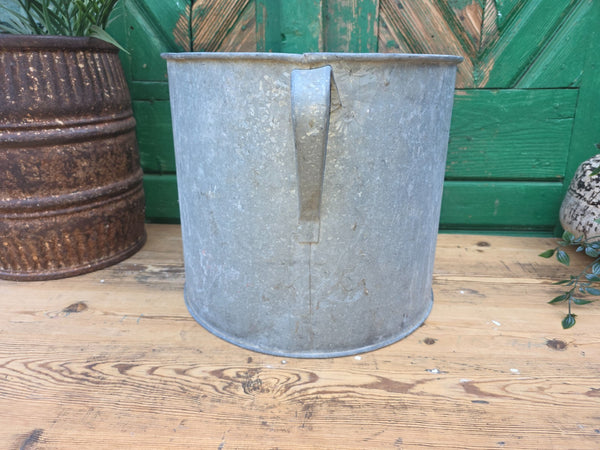 Vintage French European Galvanised Wash Tub Bucket Pot Garden Planter