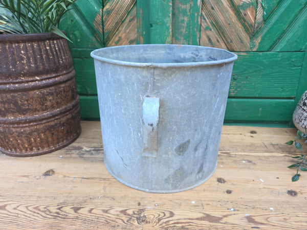 Vintage French European Galvanised Wash Tub Bucket Pot Garden Planter
