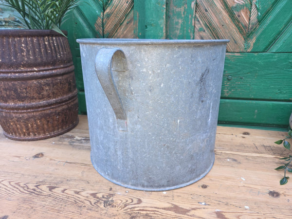 Vintage French European Galvanised Wash Tub Bucket Pot Garden Planter