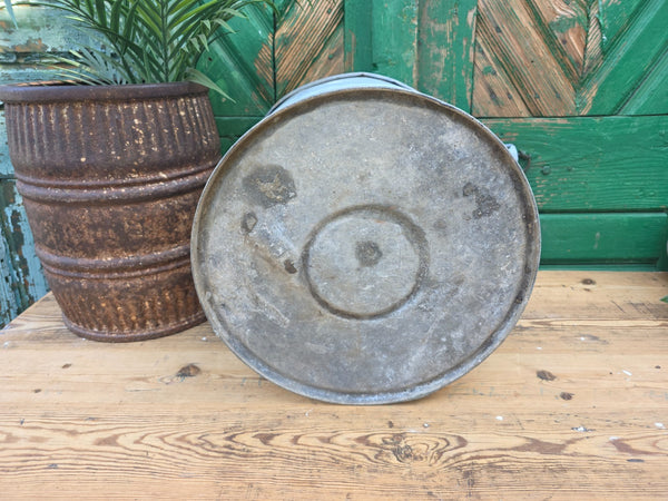 Vintage French European Galvanised Wash Tub Bucket Pot Garden Planter