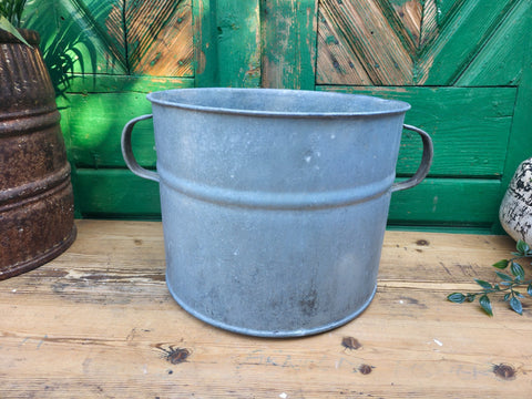 Vintage French European Galvanised Wash Tub Bucket Pot Garden Planter