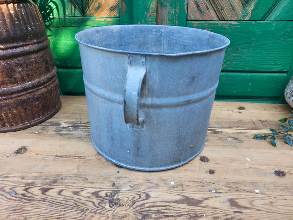 Vintage French European Galvanised Wash Tub Bucket Pot Garden Planter