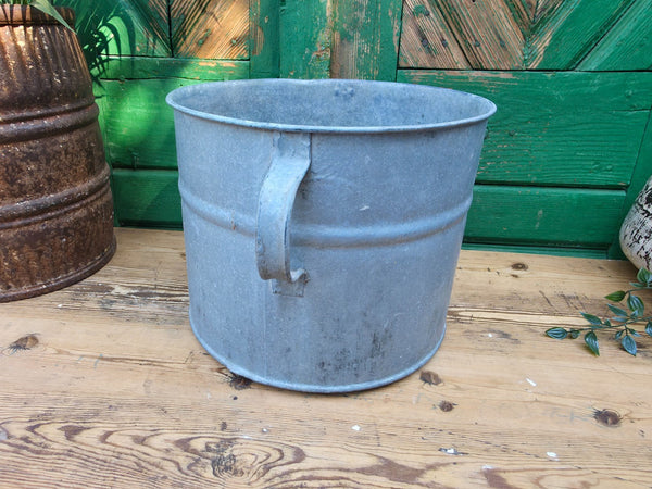 Vintage French European Galvanised Wash Tub Bucket Pot Garden Planter