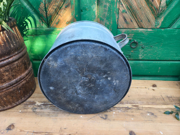 Vintage French European Galvanised Wash Tub Bucket Pot Garden Planter