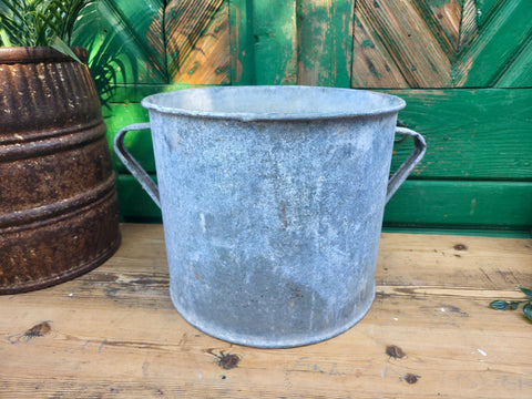 Vintage French European Galvanised Wash Tub Bucket Pot Garden Planter