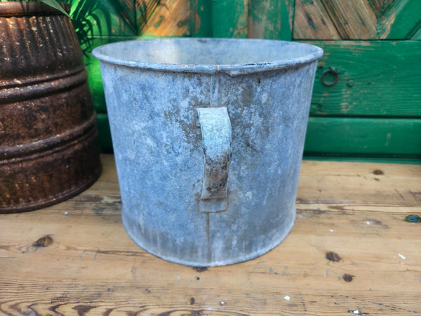 Vintage French European Galvanised Wash Tub Bucket Pot Garden Planter