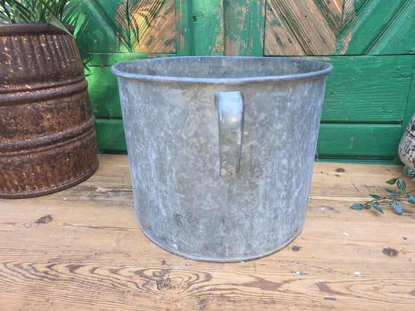 Vintage French European Galvanised Wash Tub Bucket Pot Garden Planter