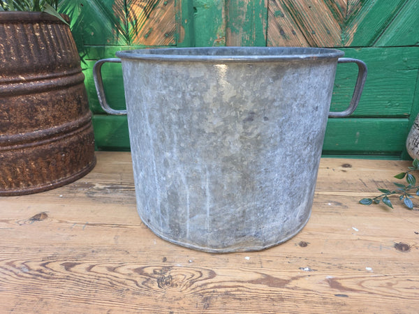 Vintage French European Galvanised Wash Tub Bucket Pot Garden Planter