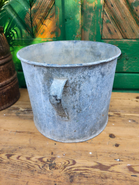 Vintage French European Galvanised Wash Tub Bucket Pot Garden Planter
