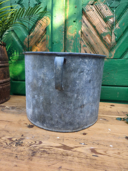 Vintage French European Galvanised Wash Tub Bucket Pot Garden Planter