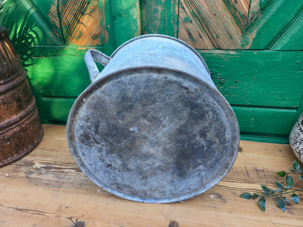 Vintage French European Galvanised Wash Tub Bucket Pot Garden Planter
