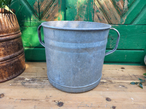 Vintage French European Galvanised Wash Tub Bucket Pot Garden Planter