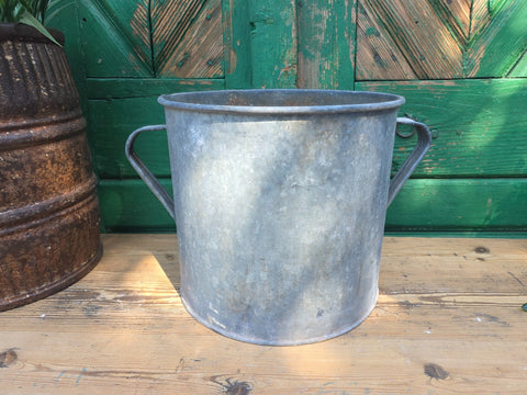 Vintage French European Galvanised Wash Tub Bucket Pot Garden Planter