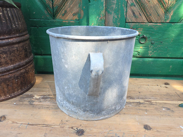 Vintage French European Galvanised Wash Tub Bucket Pot Garden Planter