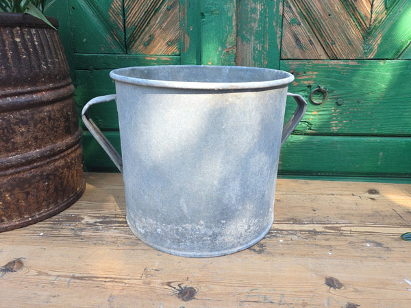 Vintage French European Galvanised Wash Tub Bucket Pot Garden Planter