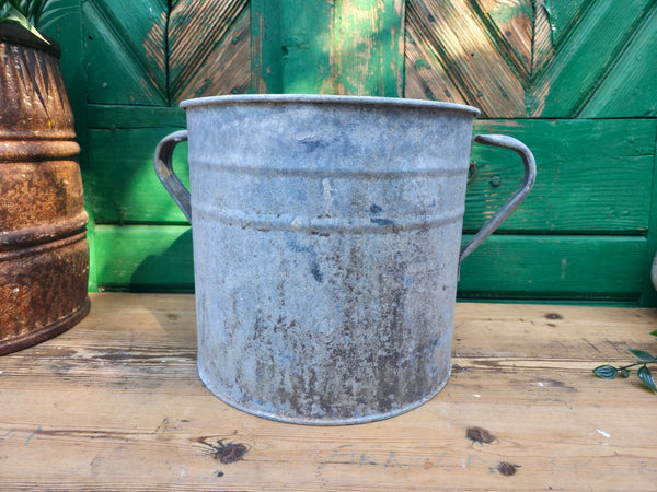 Vintage French European Galvanised Wash Tub Bucket Pot Garden Planter