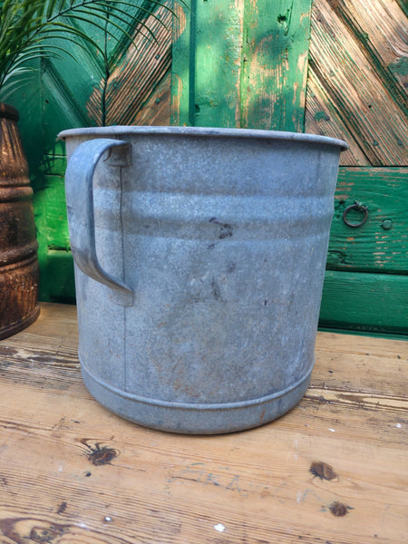 Vintage French European Galvanised Wash Tub Bucket Pot Garden Planter