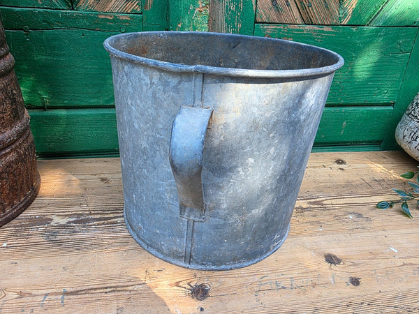 Vintage French European Galvanised Wash Tub Bucket Pot Garden Planter