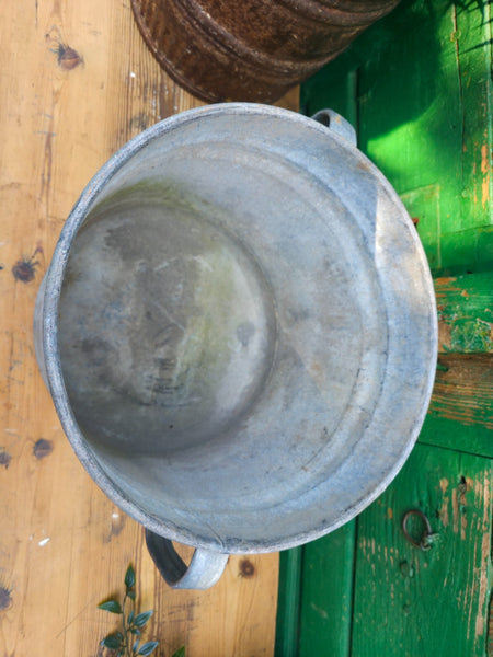 Vintage French European Galvanised Wash Tub Bucket Pot Garden Planter