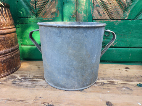 Vintage French European Galvanised Wash Tub Bucket Pot Garden Planter