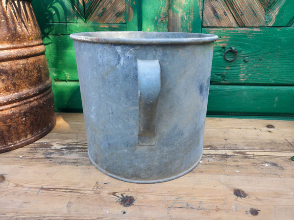 Vintage French European Galvanised Wash Tub Bucket Pot Garden Planter