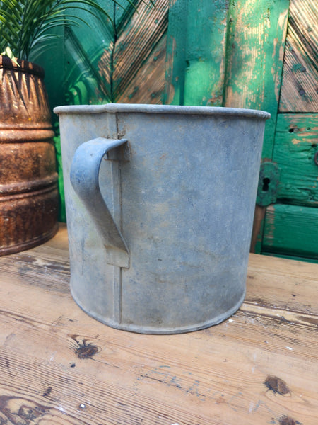 Vintage French European Galvanised Wash Tub Bucket Pot Garden Planter