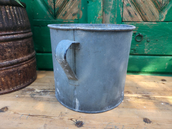 Vintage French European Galvanised Wash Tub Bucket Pot Garden Planter