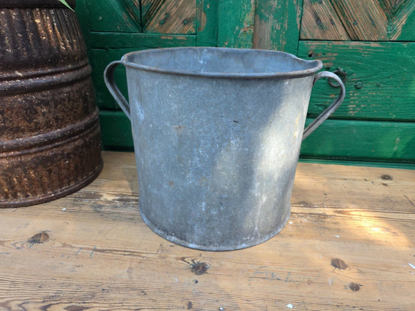Vintage French European Galvanised Wash Tub Bucket Pot Garden Planter