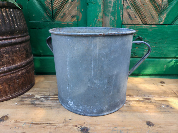Vintage French European Galvanised Wash Tub Bucket Pot Garden Planter