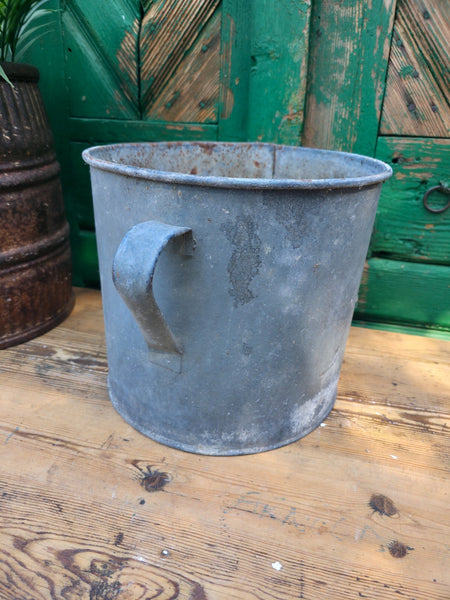 Vintage French European Galvanised Wash Tub Bucket Pot Garden Planter