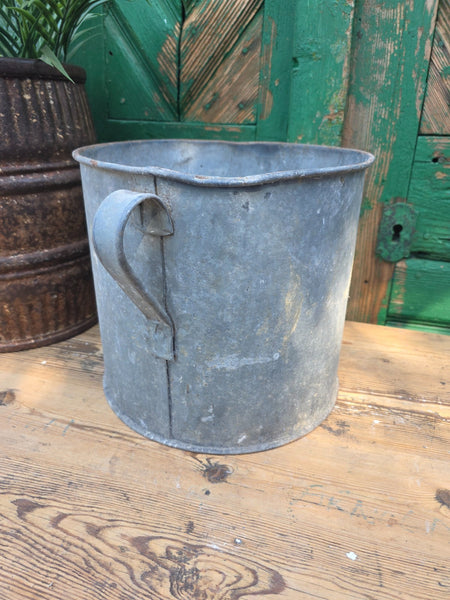 Vintage French European Galvanised Wash Tub Bucket Pot Garden Planter