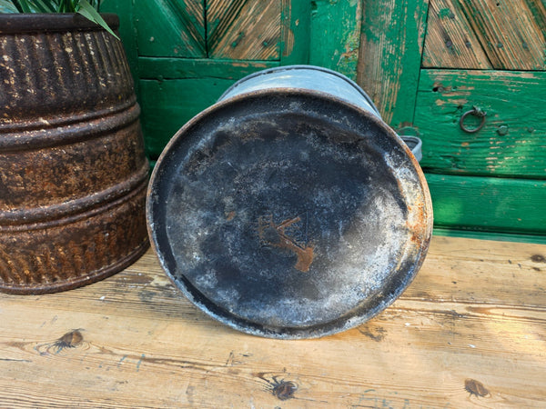Vintage French European Galvanised Wash Tub Bucket Pot Garden Planter