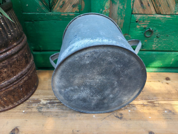 Vintage French European Galvanised Wash Tub Bucket Pot Garden Planter