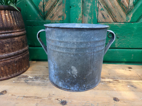 Vintage French European Galvanised Wash Tub Bucket Pot Garden Planter