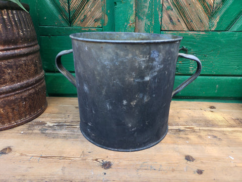Vintage French European Galvanised Wash Tub Bucket Pot Garden Planter