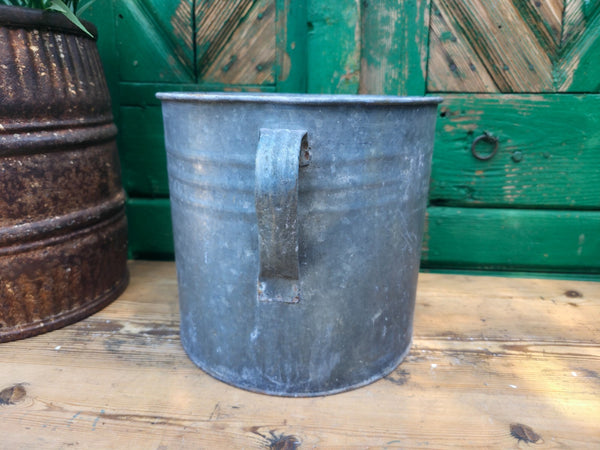 Vintage French European Galvanised Wash Tub Bucket Pot Garden Planter