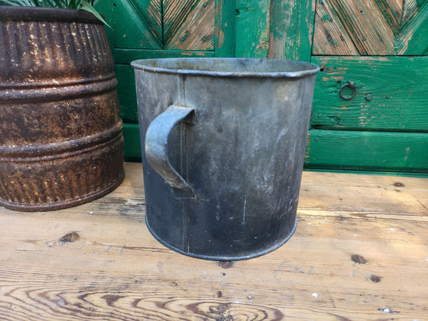 Vintage French European Galvanised Wash Tub Bucket Pot Garden Planter