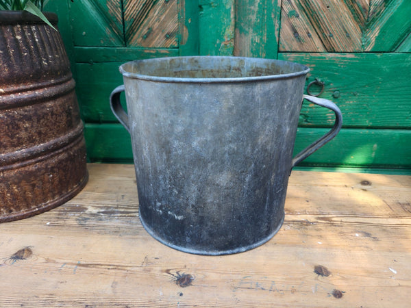 Vintage French European Galvanised Wash Tub Bucket Pot Garden Planter