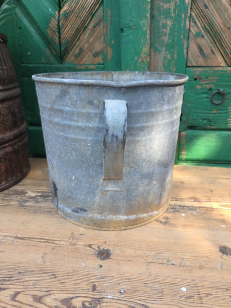 Vintage French European Galvanised Wash Tub Bucket Pot Garden Planter