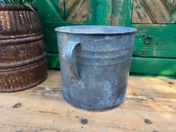 Vintage French European Galvanised Wash Tub Bucket Pot Garden Planter