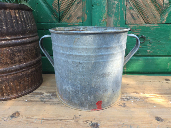 Vintage French European Galvanised Wash Tub Bucket Pot Garden Planter
