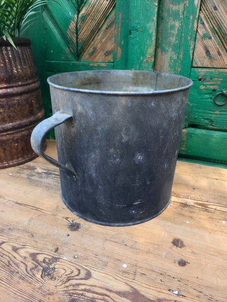 Vintage French European Galvanised Wash Tub Bucket Pot Garden Planter