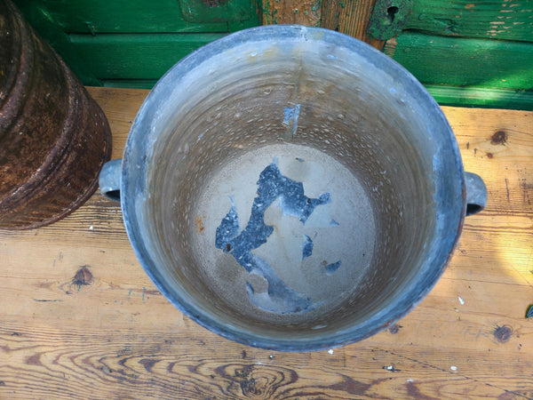 Vintage French European Galvanised Wash Tub Bucket Pot Garden Planter