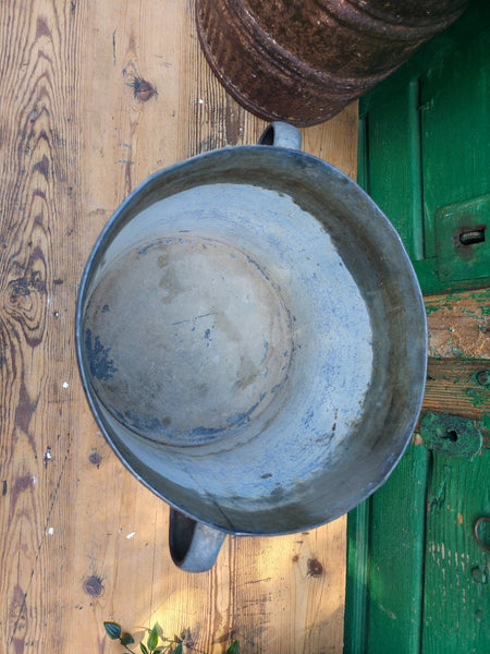 Vintage French European Galvanised Wash Tub Bucket Pot Garden Planter