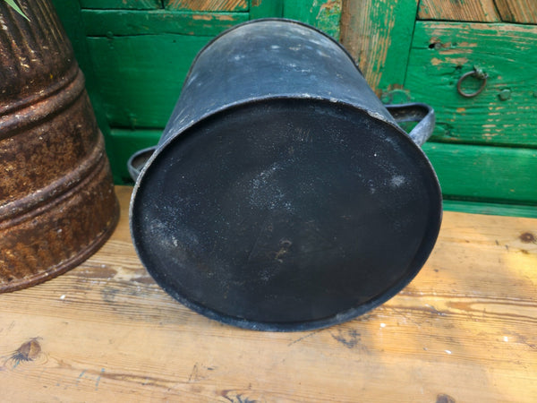 Vintage French European Galvanised Wash Tub Bucket Pot Garden Planter