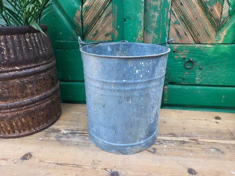 Vintage French European Galvanised Wash Tub Well Bucket Pot Garden Planter