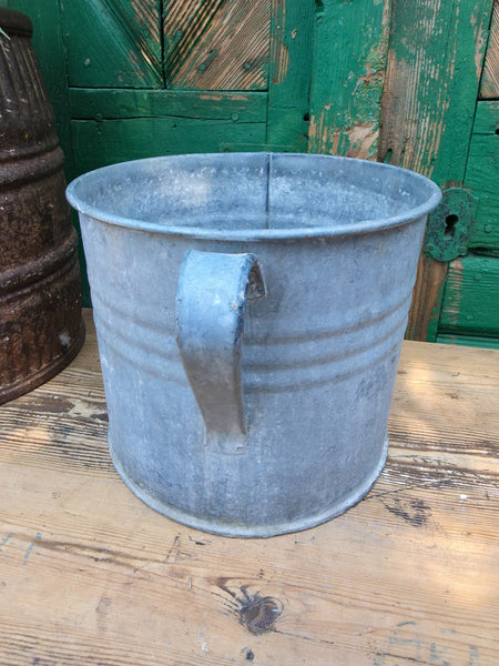 Vintage French European Galvanised Wash Tub Bucket Pot Garden Planter