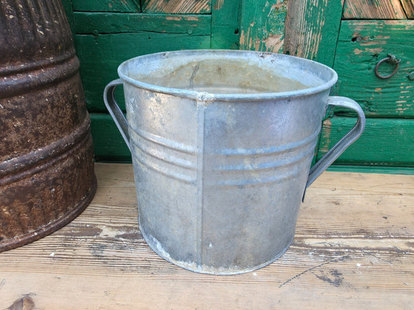 Vintage French European Galvanised Wash Tub Bucket Pot Garden Planter