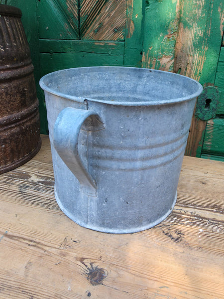 Vintage French European Galvanised Wash Tub Bucket Pot Garden Planter