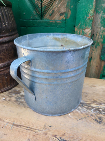 Vintage French European Galvanised Wash Tub Bucket Pot Garden Planter